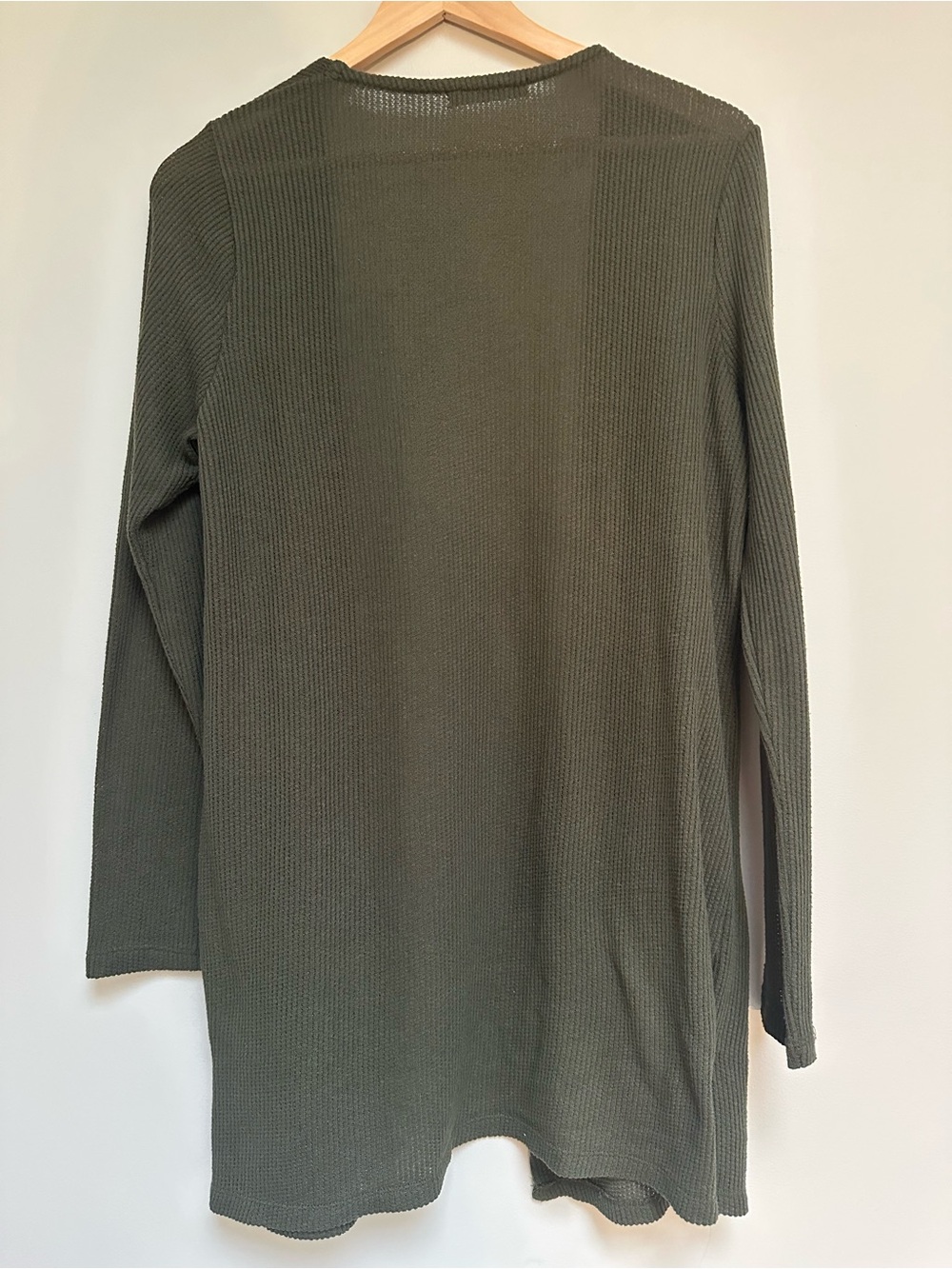 Active‎ USA Ribbed Cardigan Women’s Medium Olive Green Open Front Pockets - Picture 8 of 12